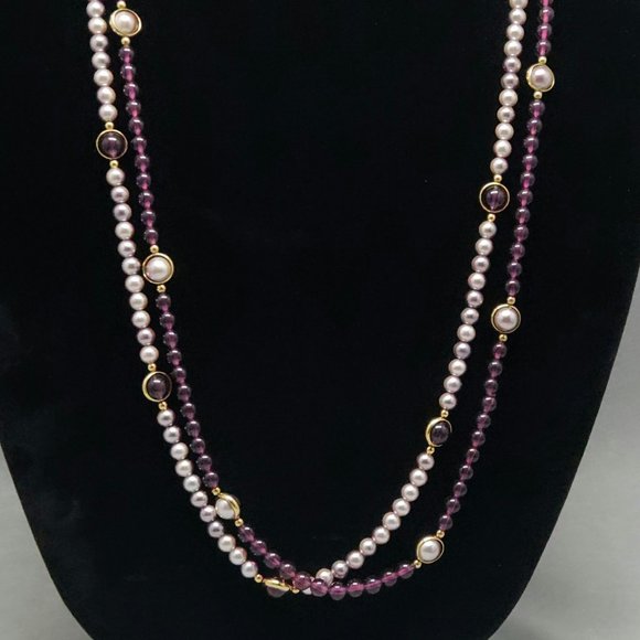 2 Purple Beaded Necklace #285 - Picture 2 of 12